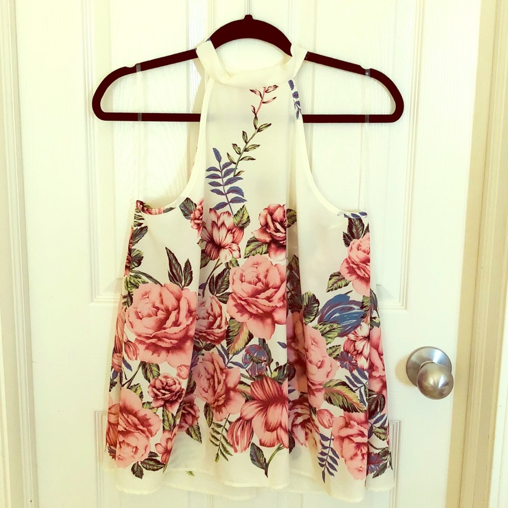 Cream and Rose print Blouse